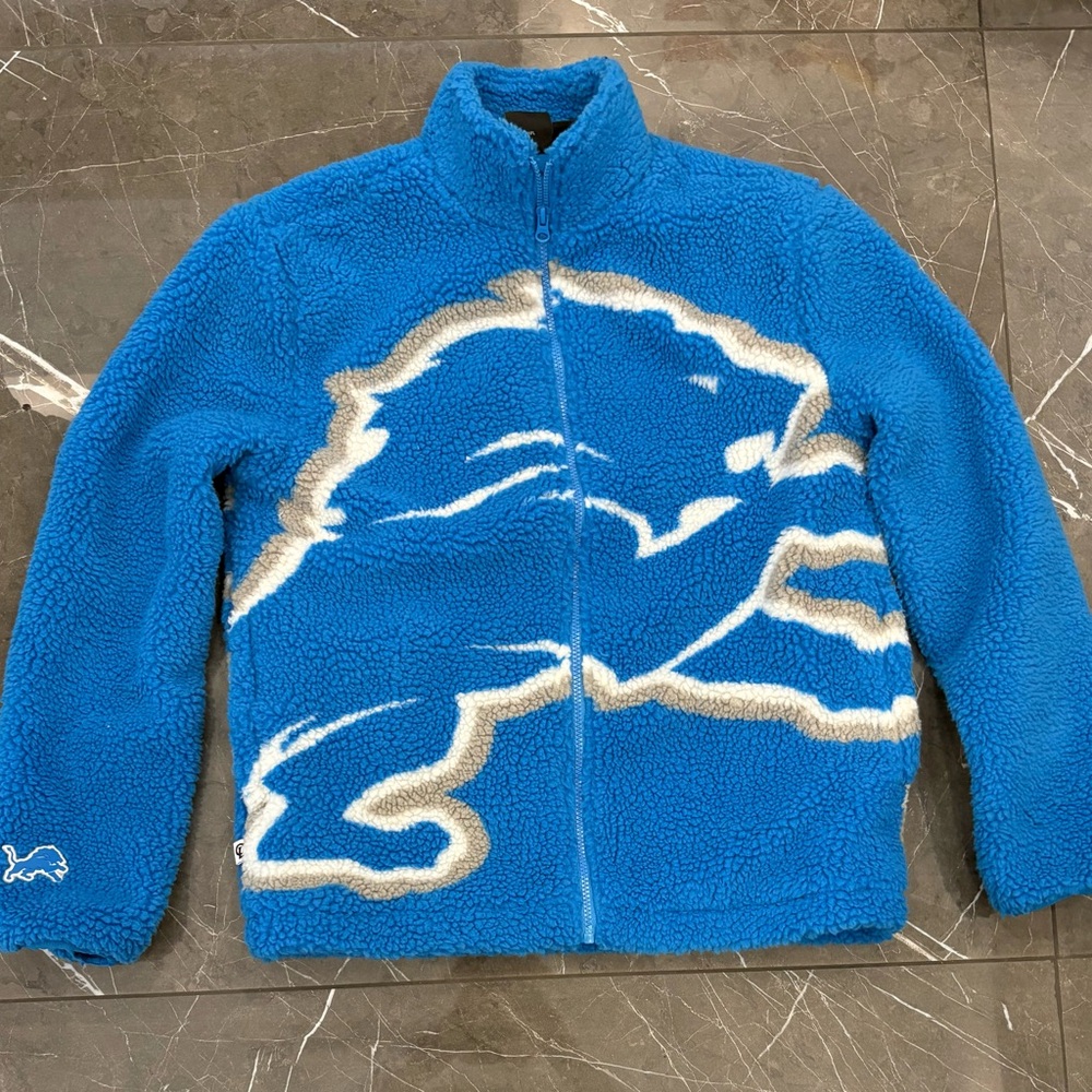 Chalk Line Detroit Lions NFL Sherpa Jacket Blue Small Sold Out RARE